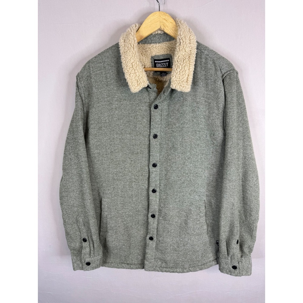 Grizzly Griptape Mens XXL Sherpa Lined‎ Shirt Jacket Sage Green 8PJ1058M